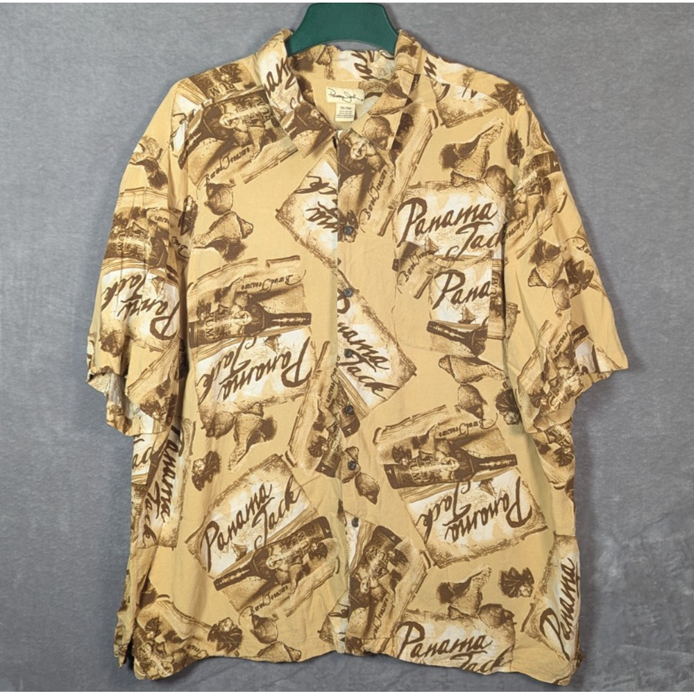 Panama Jack Hawaiian Shirt Men's 3X Rum Booze Vacation Party Shirt 100% Rayon